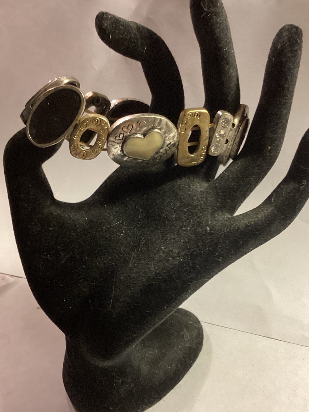 Elastic bracelet in mixed metals